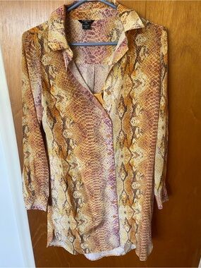 Guess by Marciano 💯 SILK , never worn Yellow Tan Snake Print Midi Dress